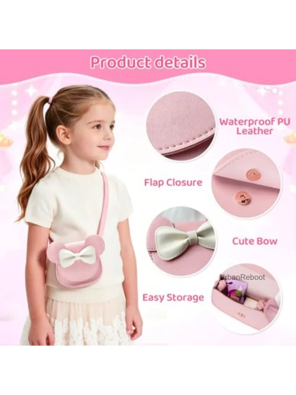 Toddler Girls Crossbody Purse Mouse Ear Mini Bag Adjustable Strap Gift